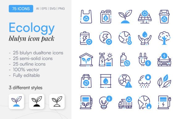 75 Ecology Icon Pack: A Versatile Resource for Creative and Professional Projects