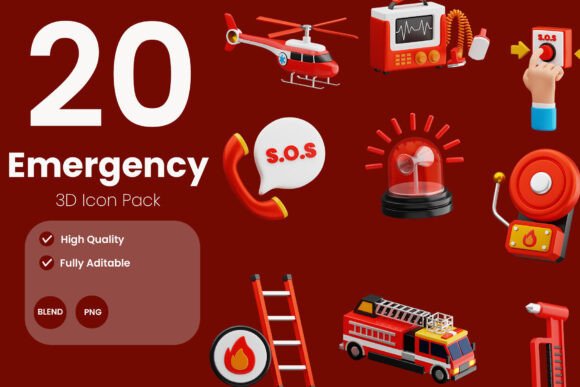 Emergency Service 3D Icon Pack: Enhance Your Design Projects with Professional Visuals