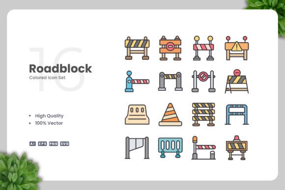 Enhance Your Visual Communication with Roadblock Colored Icons