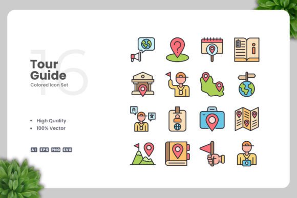 Enhance Your Visual Communication with Tour Guide Colored Icons