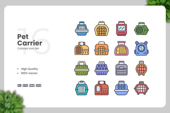 Pet Carrier Colored Icons: A Versatile Design Solution