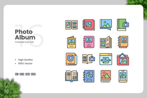 Photo Album Colored Icons: A Versatile Design Solution for Modern Creatives