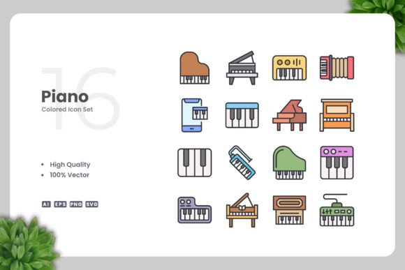 Piano Colored Icons for Every Project