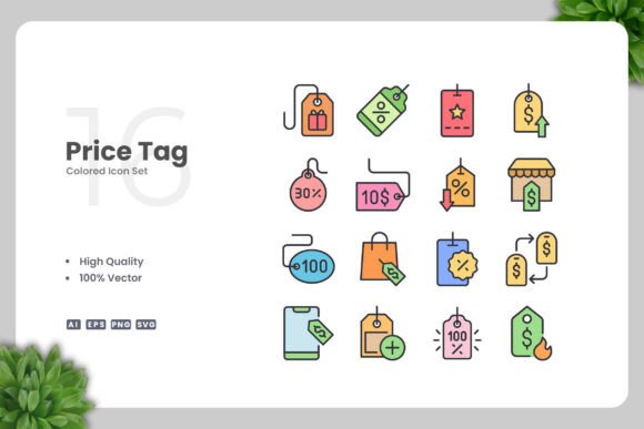 Price Tag Colored Icons for Every Project