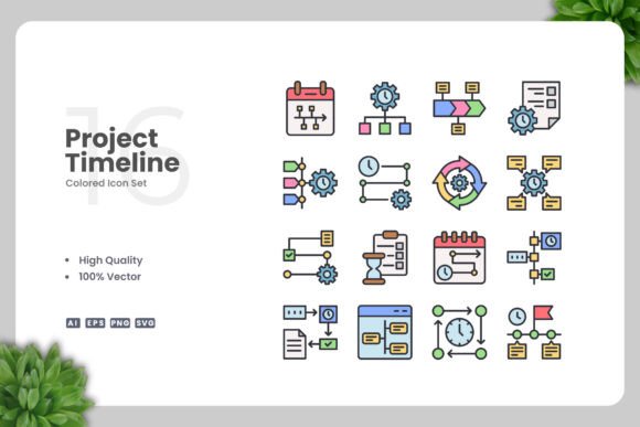 Project Timeline Colored Icons