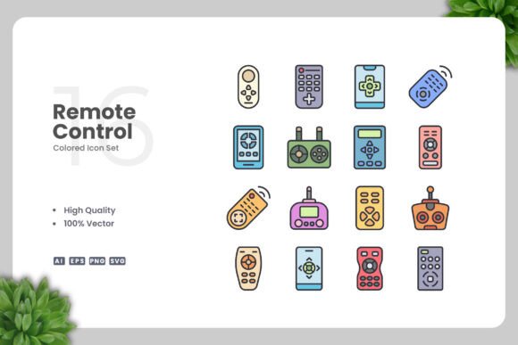 Remote Control Colored Icons for Modern Design Needs