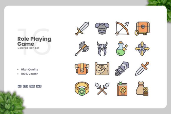 Role Playing Game Colored Icons: Enhance Your Visual Storytelling