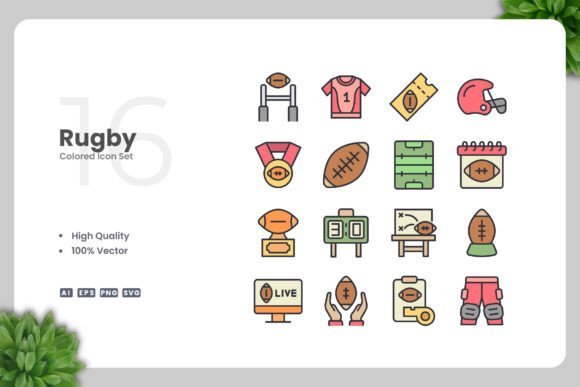 Rugby Colored Icons for Every Project
