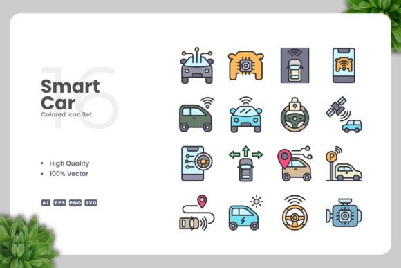 Smart Car Colored Icons for Every Need