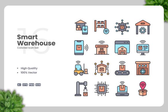 Smart Warehouse Colored Icons
