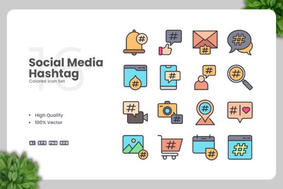 Social Media Hashtag Colored Icons: A Strategic Design Tool for Modern Communication