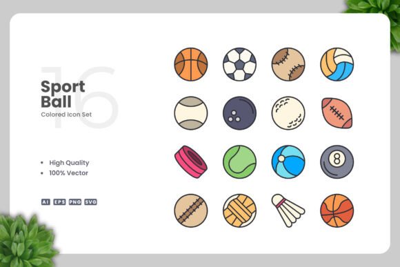 Sports Ball Colored Icons for Creative Projects