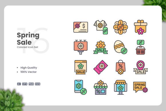 Spring Sale Colored Icons: A Perfect Blend of Simplicity and Style