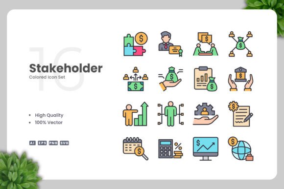 Stakeholder Colored Icons for Modern Design Needs
