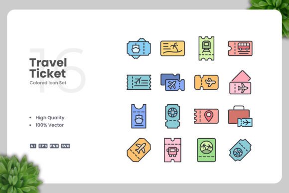 Travel Ticket Colored Icons: A Modern Design Solution for Creative and Business Needs