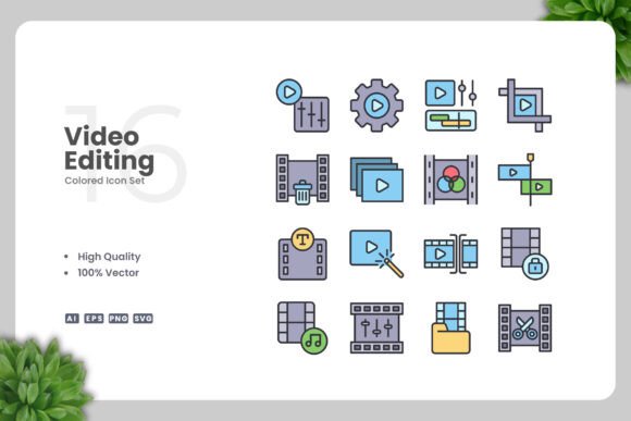 Video Editing Colored Icons