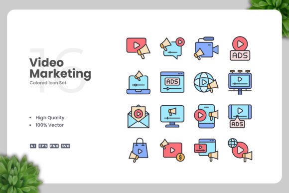 Video Marketing Colored Icons: A Versatile Tool for Modern Designers