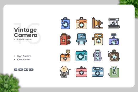 Vintage Camera Colored Icons
