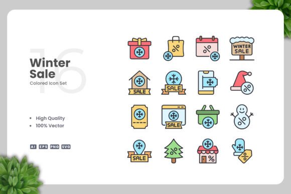 Winter Sale Colored Icons: A Versatile Design Solution for Modern Projects